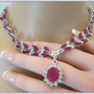 Ruby pear cut ladies stunning and unique necklace